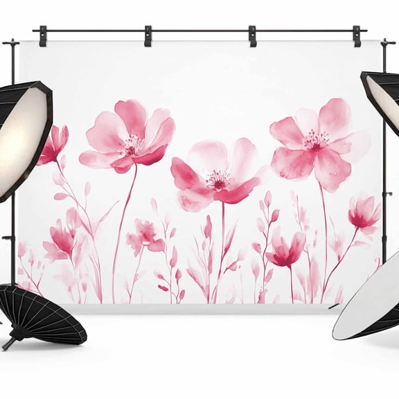 Photo Backdrop 8x10 ft Watercolor Flower Photography Backdrops Curtains Picture Wall Covering Pink Floral Photo Booth Drapes for Backdrop Photoshoot Wedding Party Birthday Background Screen