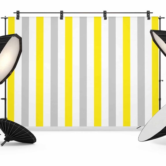 Photo Backdrop 8x10 ft Yellow Grey Stripes Photography Backdrops Curtains Picture Wall Covering Lines Striped Photo Booth Drapes for Backdrop Photoshoot Wedding Party Birthday Background Screen