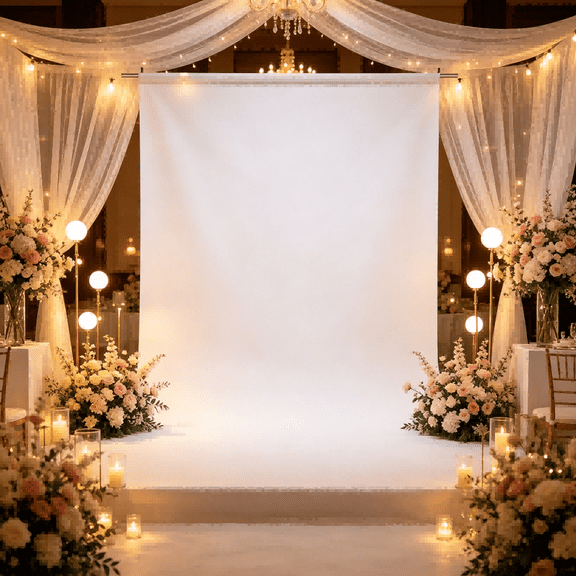 Photo Backdrop Curtains, 5x7 ft White Polyester Seamless Background for Photoshoots, Easter, Birthday, Halloween, Projector Screen