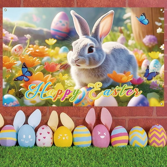 Photo Backdrop Curtains, Spring Easter Garden Photography Backdrop, Green Grass Lawn Flowers Fence Background, for Easter, Birthday Party, Pictures, Photos, Projector