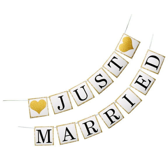 Photo Backdrop Just Married Decorations Out Door Wedding Paper Banner Hanging Flash