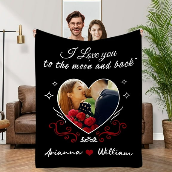 Photo Blanket Couples Gift I Love You Personalized Picture Soft Cozy Blanket Christmas Anniversary Valentines Day Gifts for Wife Husband Girlfriend Boyfriend