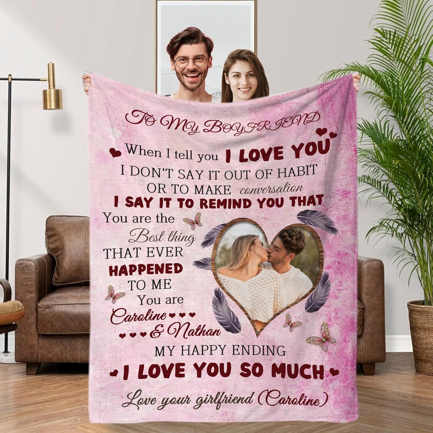 Photo Blanket Couples Gift I Love You Personalized Picture Soft Cozy ...