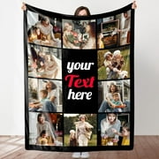 Photo Blanket Personalized Collage 10 Picture Blanket for Him Her Dad Mom ized Throws Blanket Gifts for Girlfriend Birthday Wedding Anniversary,Made in USA