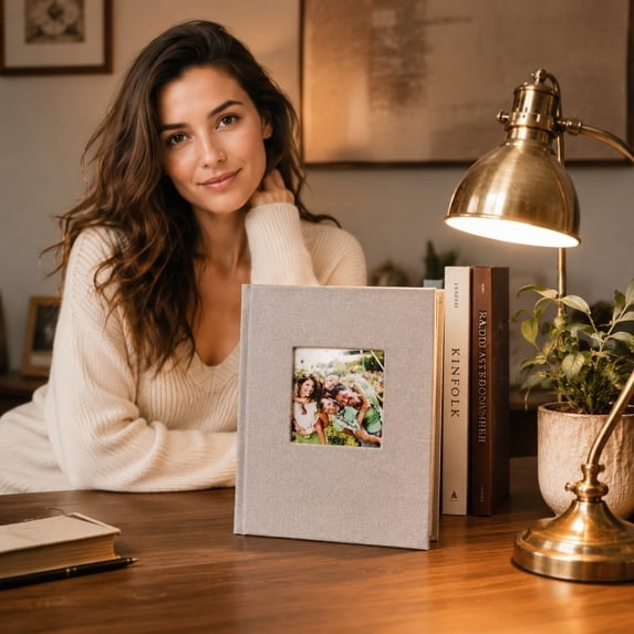 Photo Book Album, Family Photo Album, 4X6 Photo Album, Small Photo Album 4X6, 100-Count Single-Sleeve Linen Fabric Face Beige 6.5X4.5 Inch Insert Pocket for Organizing Casual