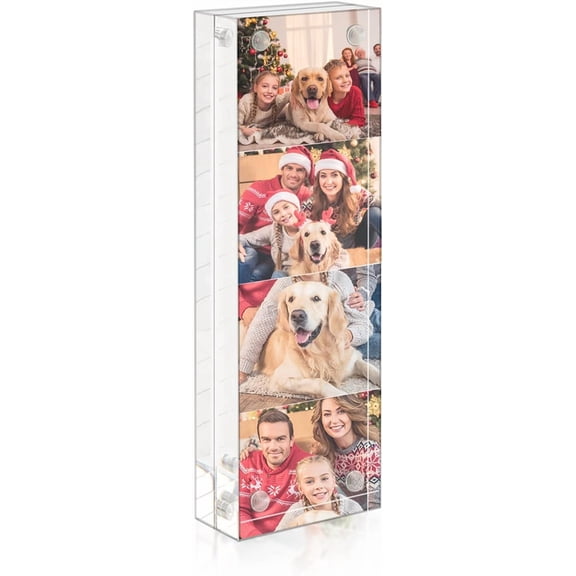 Photo Booth Acrylic 2x6 Picture Frame, Double Sided Mini Block Desktop Display