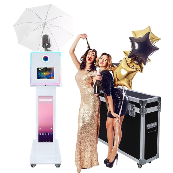 Photo Booth Compatible with iPad Photo Booth for 10.2"-13" with Soft-Light Umbrella and LCD Screen Selfie Photobooth Machine for Events Wedding