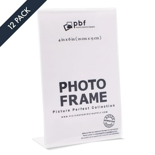 Photo Booth Frames 4x6 in.  Acrylic Plastic Display Picture Frame, Clear, 12 Pack