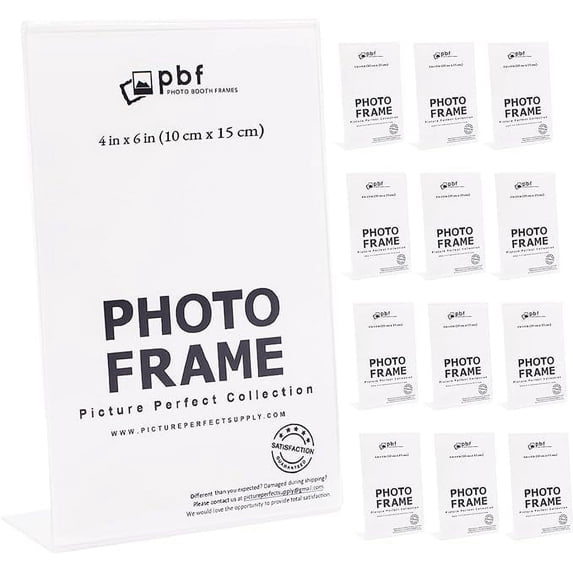 Photo Booth Frames 4x6 in. Acrylic Plastic Display Picture Frame, Clear, 12 Pack