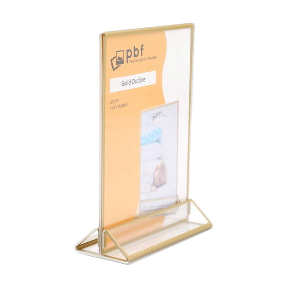 Photo Booth Frames - 5x7 Durable Crystal Clear Acrylic Vertical Picture Frame Sign Holder Display Stand for 5 x 7 Inch Insert (6 Pack, Gold)
