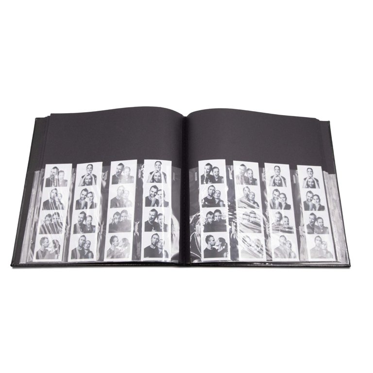 Photo Booth Frames Photo Booth Album, 2x6 InPhoto Strip Inserts, 40 Black  Pages, Black Cover 