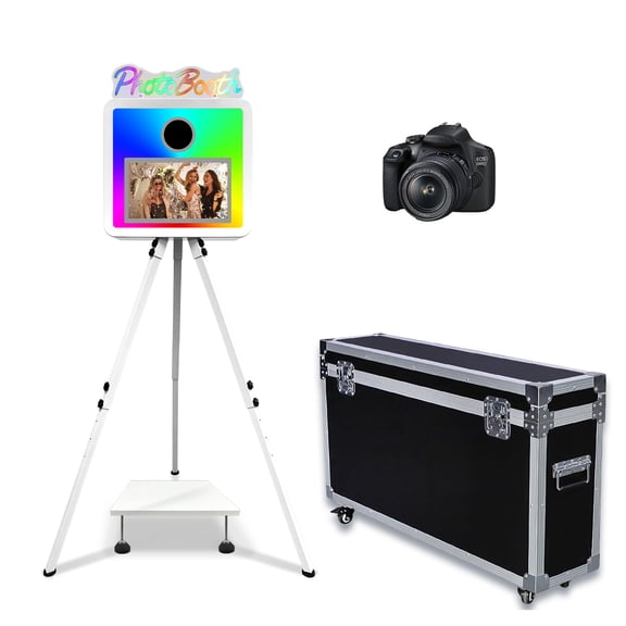 Photo Booth Machine RGB Light with 15.6inch Touch Screen Selfie Photobooth Machine DSLR Photo Booth for Wedding Party Events