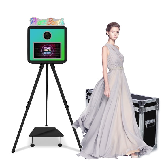 Photo Booth Machine RGB Light with 15.6inch Touch Screen Selfie Photobooth Machine DSLR Photo Booth for Wedding Party Events