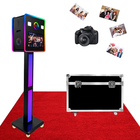 Photo Booth Machine with Double-Sided Shooting and Touchscreen Controls Operation,RGB Light and Built-in Mini PC for Wedding Party