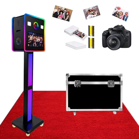 Photo Booth Machine with Double-Sided Shooting, Touchscreen Controls, RGB Light, Built-in Mini PC for Wedding Party