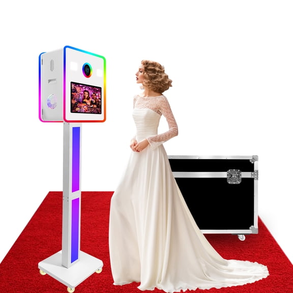 Photo Booth Machine with Double-Sided Shooting and Touchscreen Controls Operation,RGB Light and Built-in Mini PC for Wedding Party