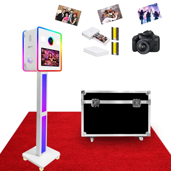 Photo Booth Machine with Double-Sided Shooting and Touchscreen Controls Operation,RGB Light and Built-in Mini PC for Wedding Party