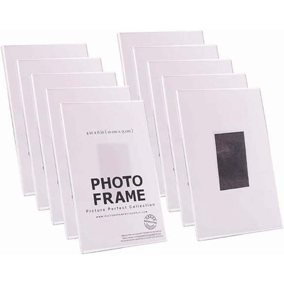 Photo Booth Magnetic Acrylic Picture Frames for Refrigerator, Locker, Cubicle, 4x6 Clear Photo Holders, 10-Pack