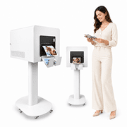 Photo Booth Printer Stand for DNP DS620 RX1-HS QW410 & HiTi P525L, Metal Photobooth Printer Stand with Lock, Cable Management & Print Tray, Professional Event Photo Booth Equipment