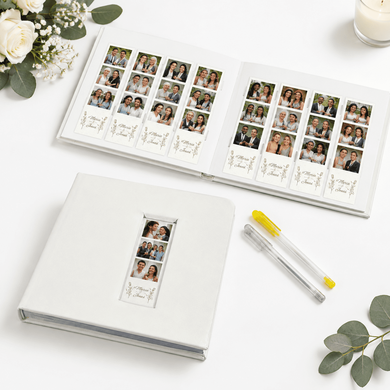 Photo Booth Scrapbook Album - 160 2x6 Pockets With Writing Space Pu ...