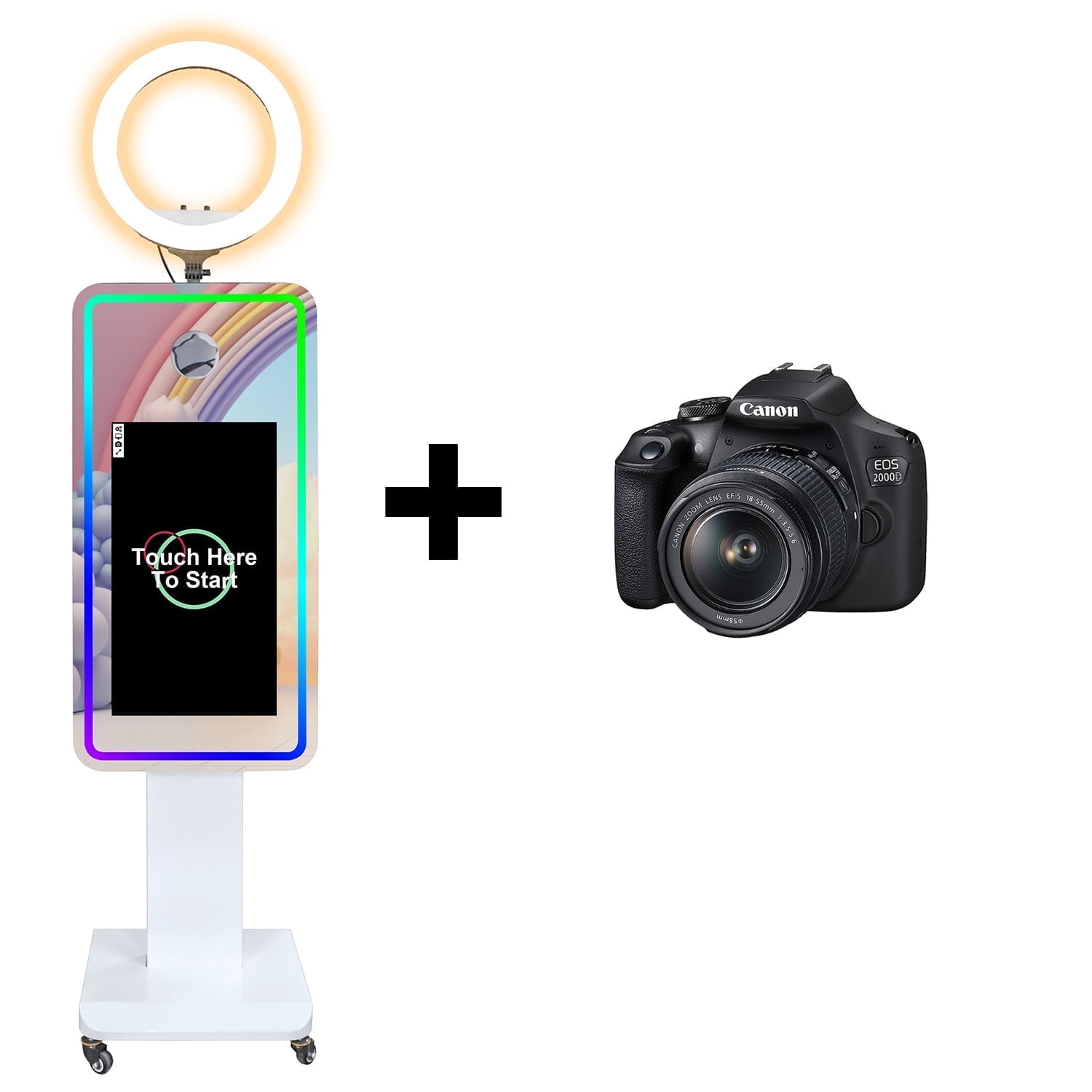 Photo Booth with 21.5''LCD Touch Screen Portable Stand Selfie ...