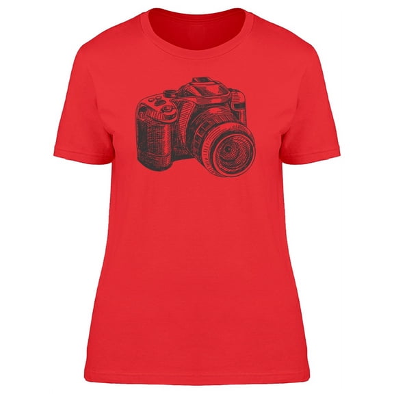 Photo Camera Hand Drawn T-Shirt Women -Image by Shutterstock, Female Medium