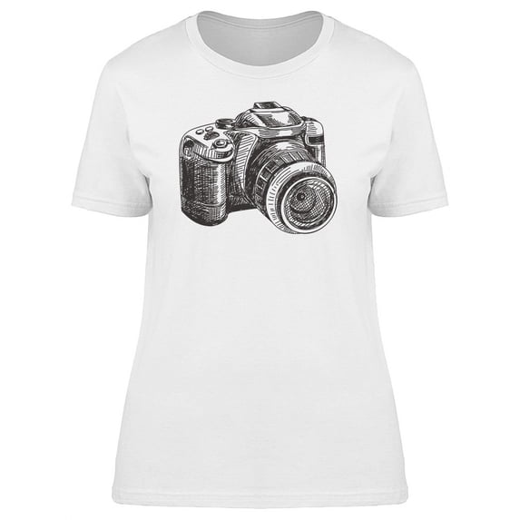 Photo Camera Hand Drawn T-Shirt Women -Image by Shutterstock, Female Small