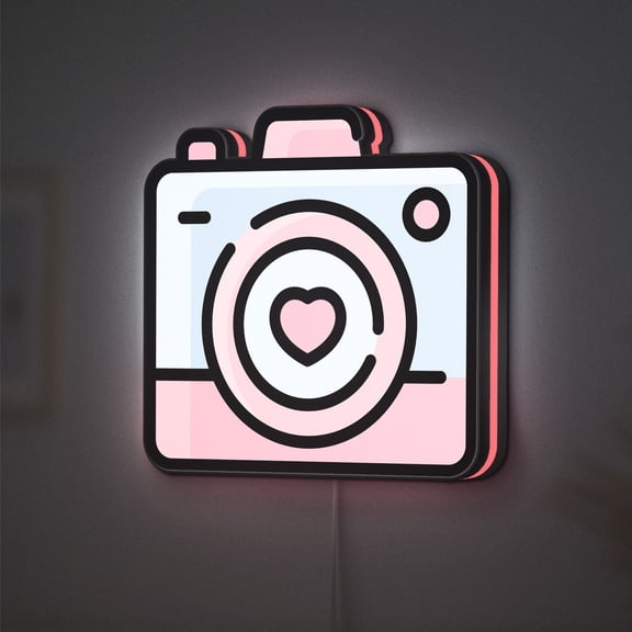 Photo Camera LED Lightbox - Cute Wedding Love Photography Decor, Custom Led Sign for Home Office Shop Decor (Height 12 inch, 30cm)
