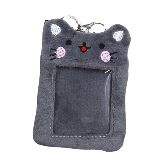 Photo Card Holder Cartoon Photo Sleeve Protector Cute Plush Photocard Holder Grey
