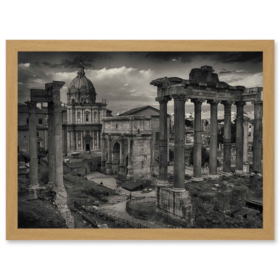 Photo Cityscape Rome Italy Roman Forum Ruin Artwork Framed Wall Art Print A4