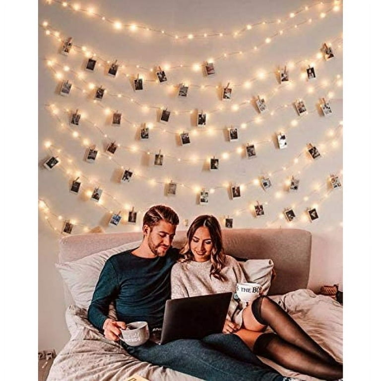 Photo Clip String Light 100LED Fairy Lights with Clips for Pictures Photo Lights with 50 Clear Clips for Dorm Bedroom Wall Wedding D cor