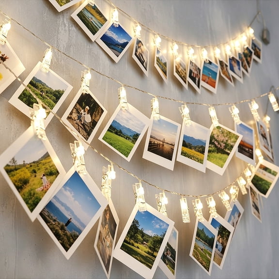Photo Clip String Lights LED Battery Operated Starry Fairy Copper String Lights with Clips Warm White for Pictures Bedroom Wall Patio Halloween Thanksgiving Christmas Party Wedding Dcor