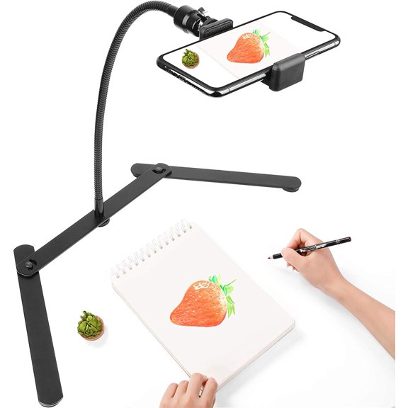 Photo Copy Pico Projector Stand,Chromlives Overhead Tripod Video Stand for Phone,Adjustable Tabletop Overhead Phone Mount,Gooseneck Mini Tripod Stand for Teaching Streaming Baking Crafting