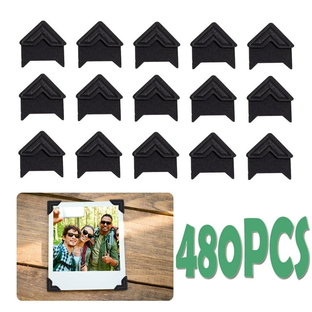 Black Photo Corner Stickers, 480 Pieces, Easy to Install for