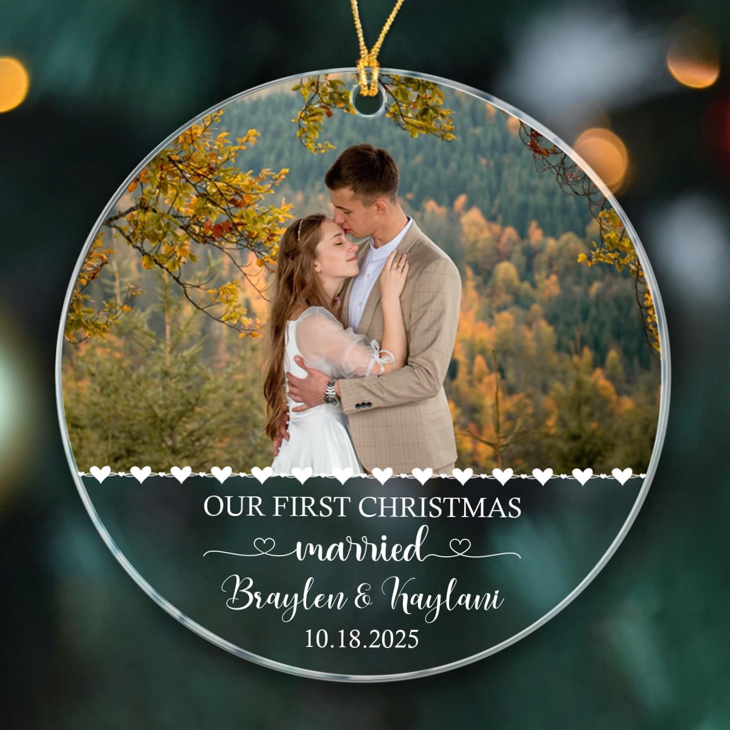Custom 'Our 1st Christmas Married' Ornament 2025 - Personalized Ceramic Avocado Couple Keepsake