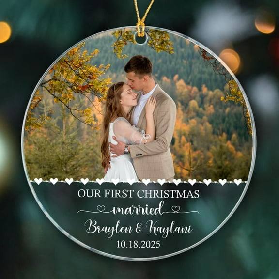 Photo Couple Engagement Xmas Ornaments, Our First Christmas Engaged Ornament 2025, Photo Engaged Ornament Gift for Engagement Anniversary, Custom Names/Picture Mr & Mrs Engaged Ornaments