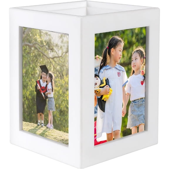 Photo Cube, Storage Picture Frame For 4 Pictures of 3.5"x5" for Home Office Decorative, Multi-Purpose Photo Box Vase, Personalized Photo Gift for Mother's Day, Grandmother, Friend- Acrylic