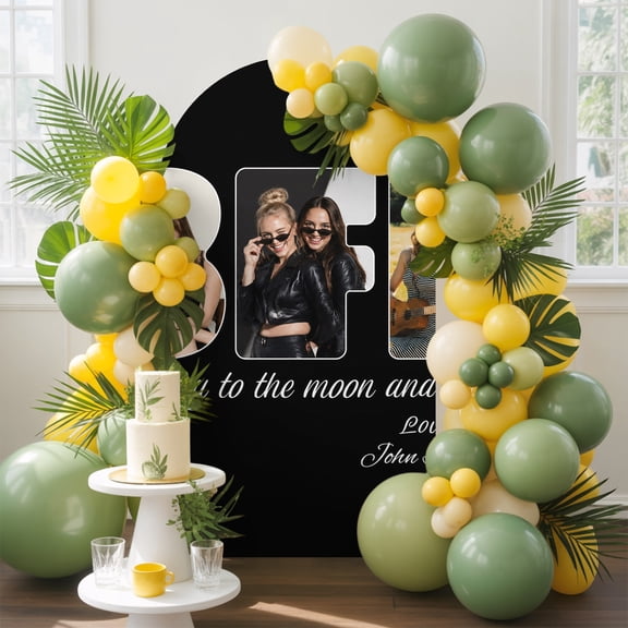 Photo Custom Arch Backdrop Cover, 4FT, Love You to The Moon and Back Black Spandex Arch Covers Double-Sided Backdrop for Wedding Birthday Party Photo Background Decoration