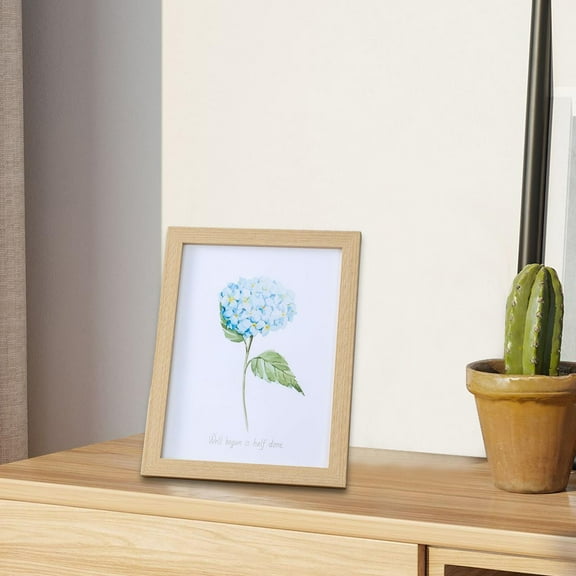 Photo Display Frame Tabletop Wall Hanging Minimalism Picture Frame Picture Display Frame for Gallery Wedding Kitchen Ornament Wood Color 7inch