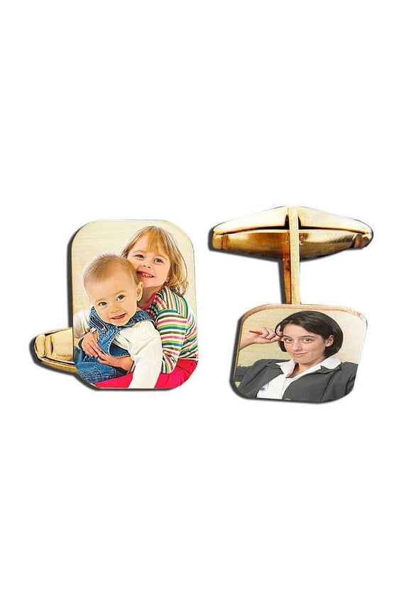 Photo Engraved Rectangle Cuff Links - Sterling Silver Per Pair