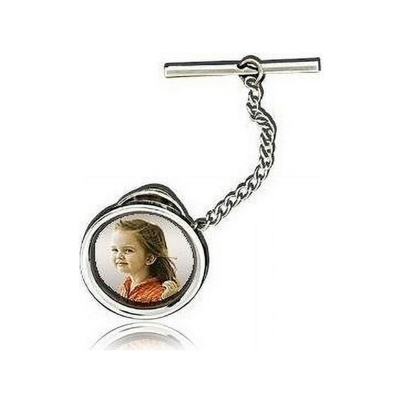 Photo Engraved Tie Tack Pendant - Solid 14K Yellow Gold 0.65 Inch X 0.65 Inch