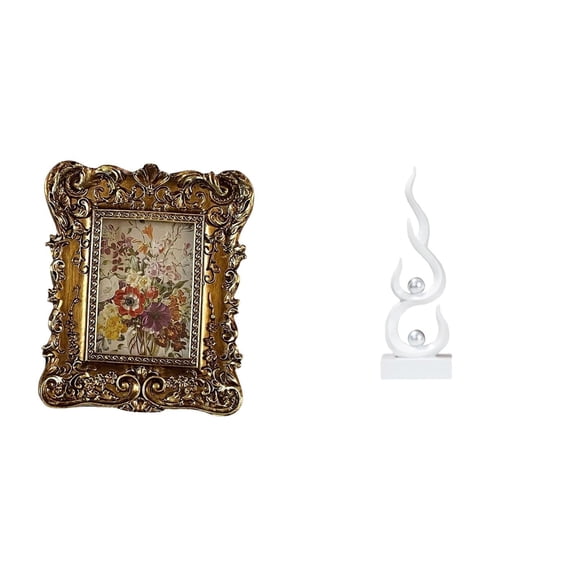 Photo Frame Abstract Fire Sculpture Resin Figurine Aureate Material for Office Home Wedding Decor Crowd