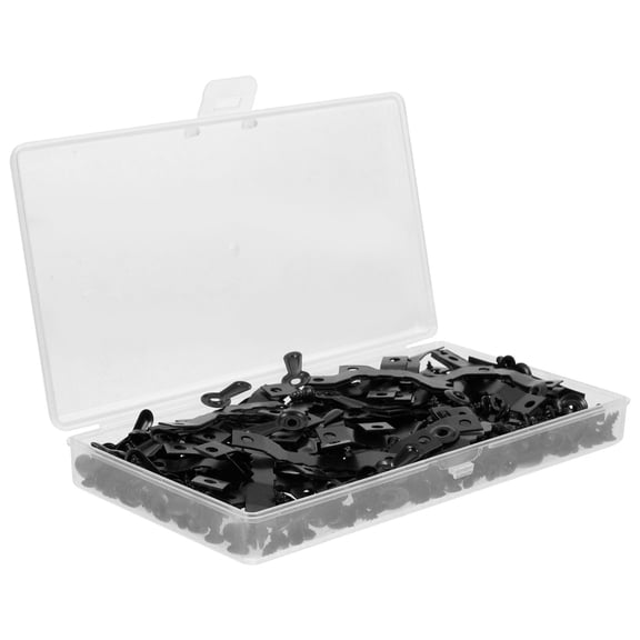 FELTECHELECTR 1Set Black Metal Photo Frame Turn Buttons with Screws Sturdy Picture Frame Backing Clips for Home Use