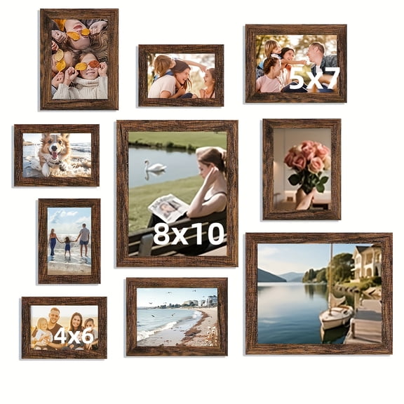 Photo Frame, Black/Brown Photo Frame Set, Multi-Sheet Collage Wall Decoration, Suitable for Wall Hanging or Desktop Display, Decor and Gift