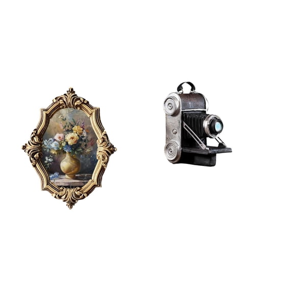 Photo Frame Camera Statue Artwork Resin Material for Home Office Bedroom Art Display