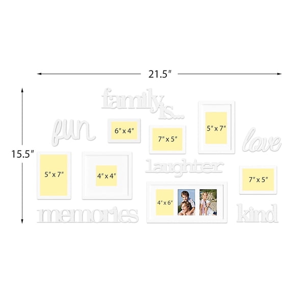 Photo Frame Collage Wall Display,13 pack,9 slots reunion memory,selfie 3D design,gallery wall hanging,for 6x4,5x7,4x4,White