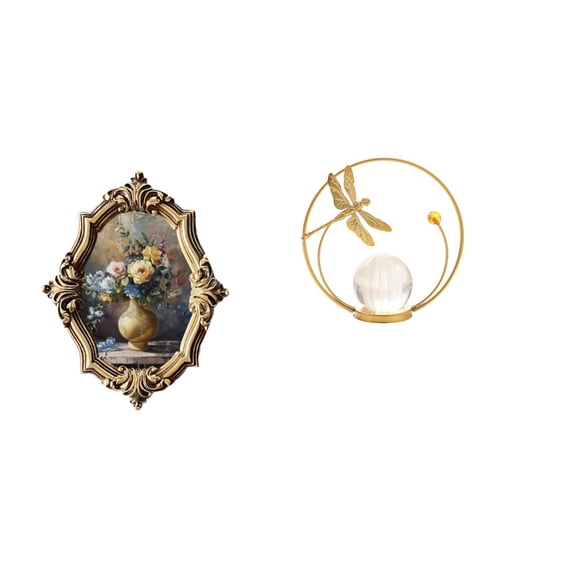 Photo Frame Crystal Ball Iron Sculpture Resin Material Desk Office Living Room Bedroom Home Decor