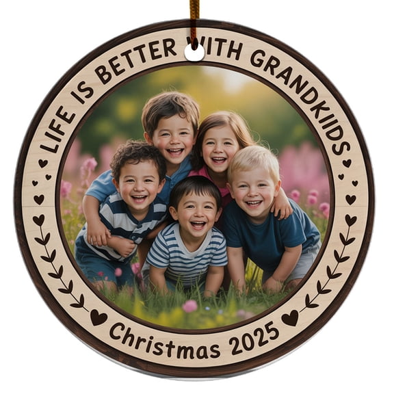 Photo Frame Life is Better with Grandkids Christmas Ornament 2025, Add Any Picture Grandkids Christmas Ornament Gift for Kids Grandparents