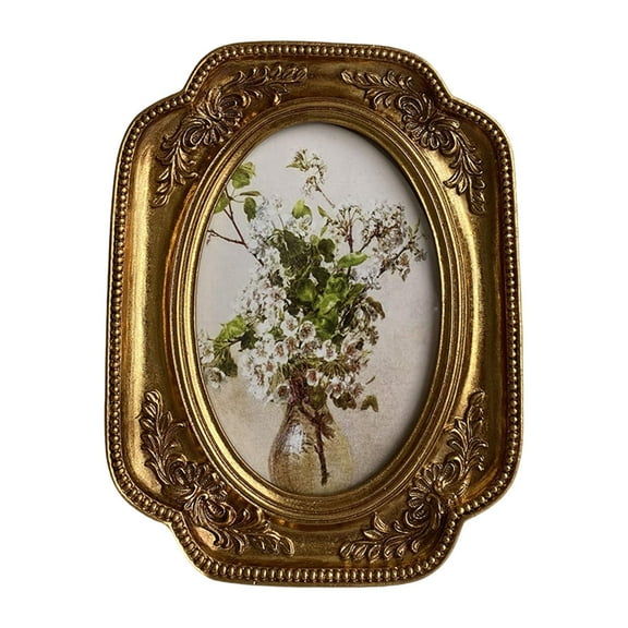 Photo Frame Picture Display Tabletop Holder Ornate European Style Gold Decorative Art for Hallway Office