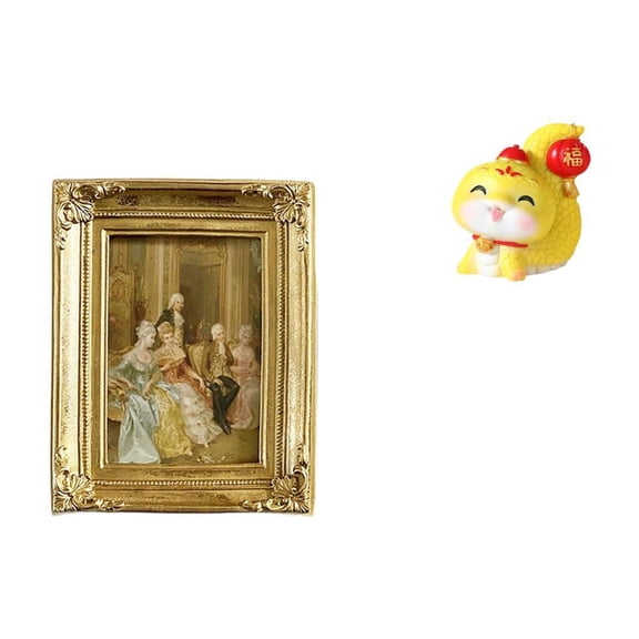 Photo Frame Resin Picture Frame Stand Cartoon Snake Statue Aureate Material for Office Bedroom Wall Display